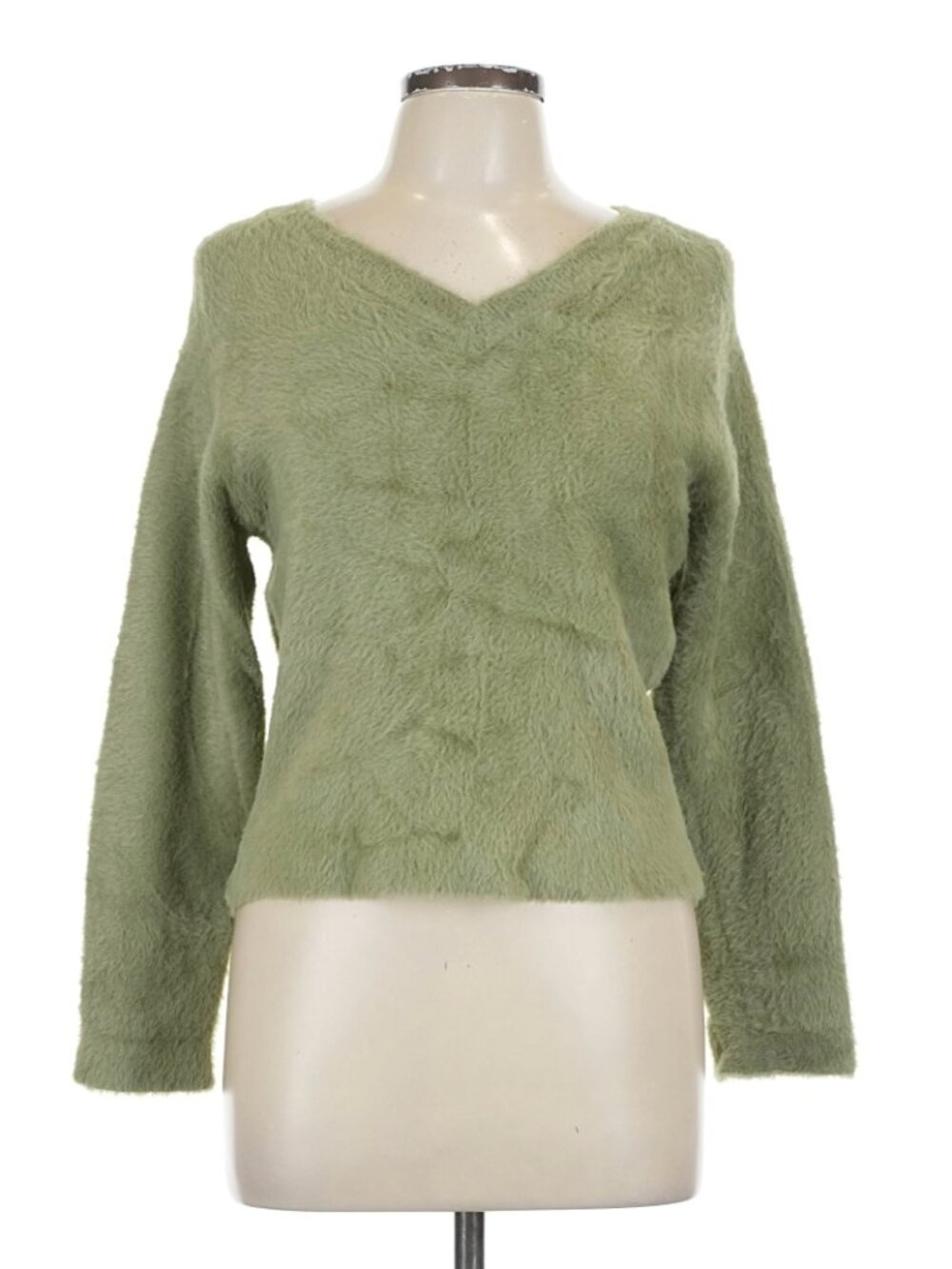 Rachel Zoe TJX Women's Fuzzy Knit Sweater in Sage Green - Size L - Like New